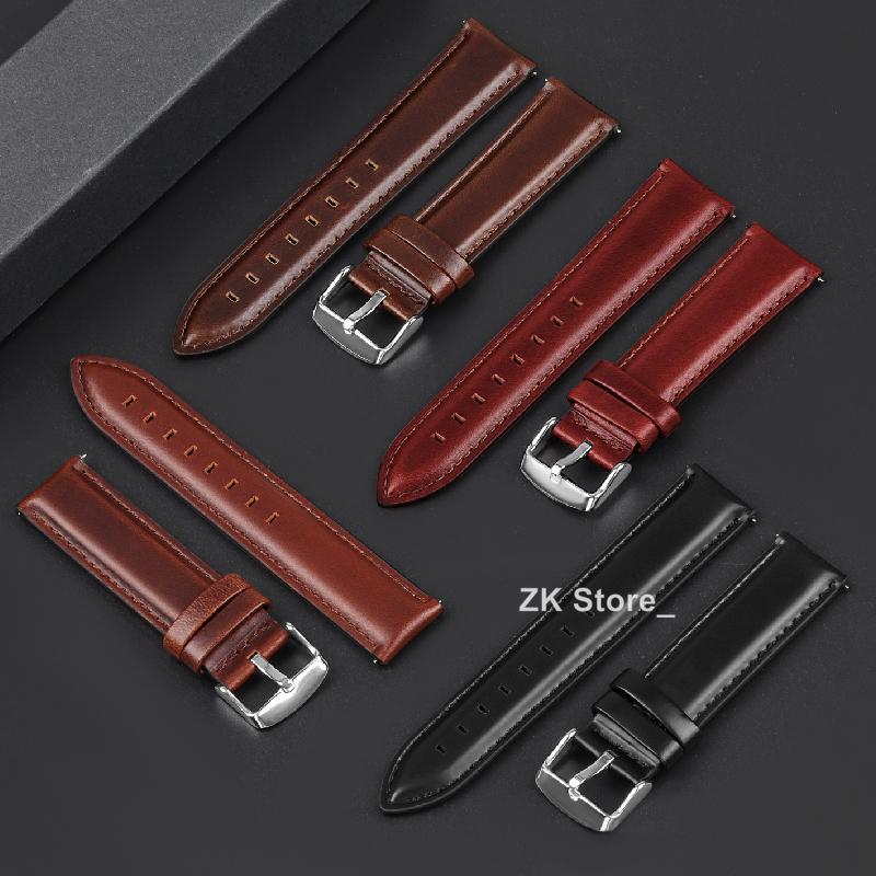 Genuine Calfskin Leather Watch Band 18mm 20mm 22mm Strap Quick Release Bracelet Vintage Thick Cowhide Replacement Wristband Belt