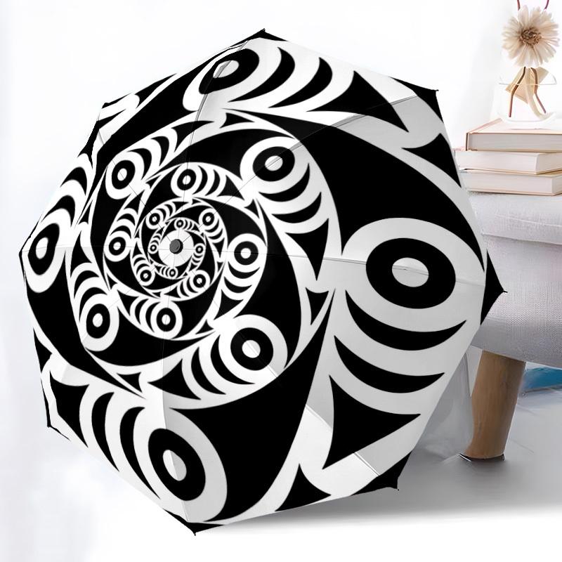 1pc Black and White Design Automatic Opening/closing Umbrella with Auto Open/Close, Perfect Gift for Friends, Durable Plastic Handle Yy250801141