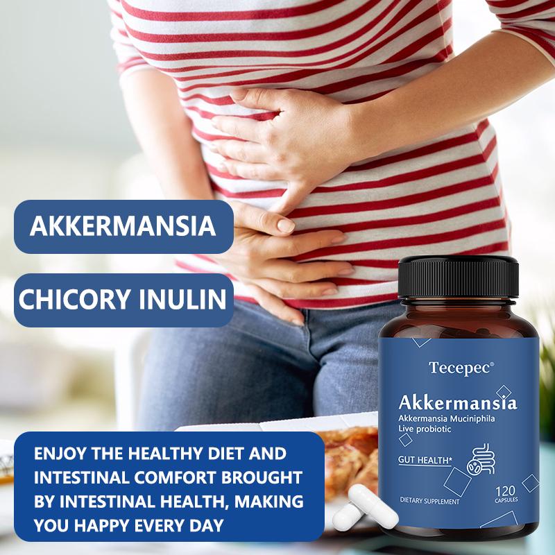 Integratore Akkermansia 100 Milioni Afu, Con Inulina di Cicoria, 120 Capsule per Flacone
