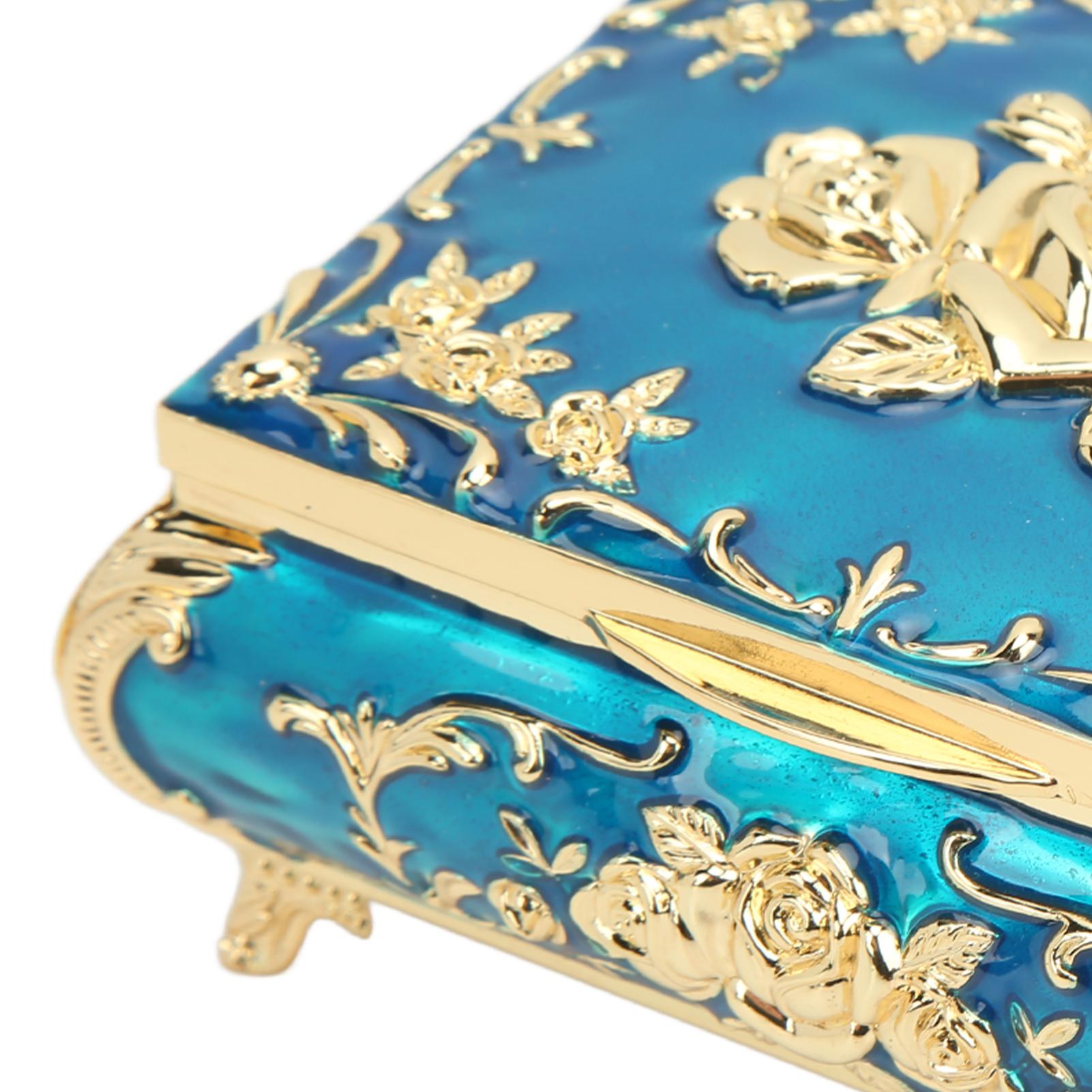 Vintage Jewelry Box Glossy Exquisite Rust Resistant   Relief Design Jewelry Storage Box Decoration