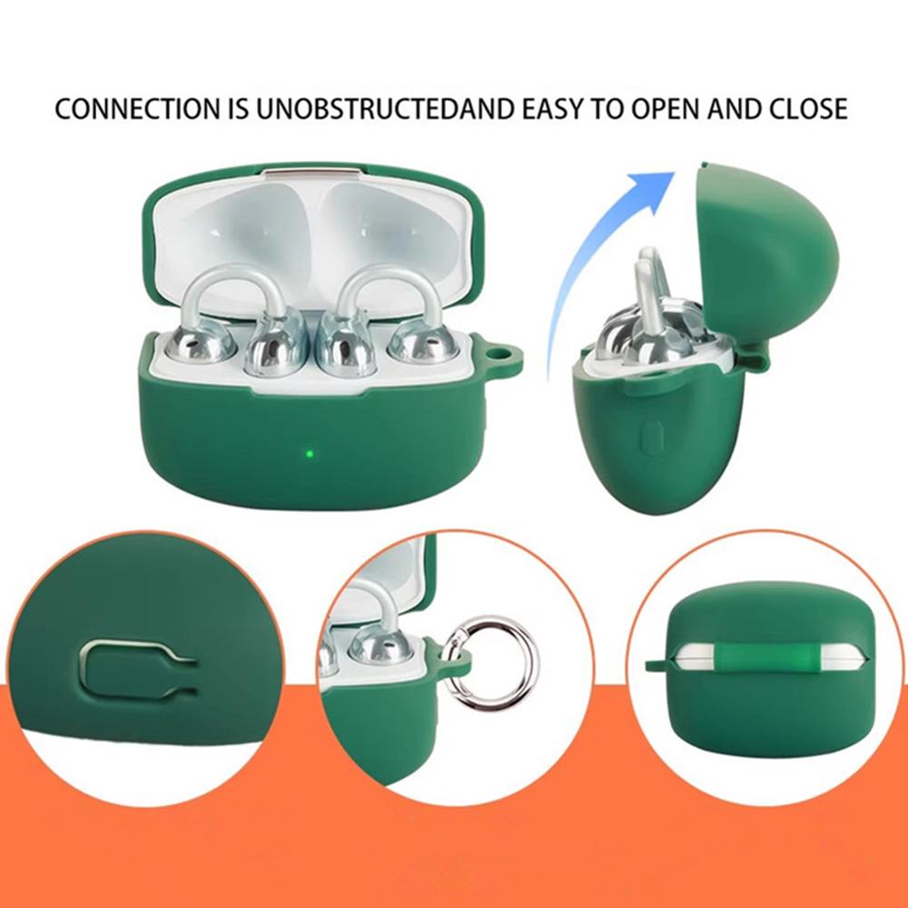 For Oppo Enco Clip Silicone Case Wireless Earphones Protective Cover with Anti-Lost Buckle