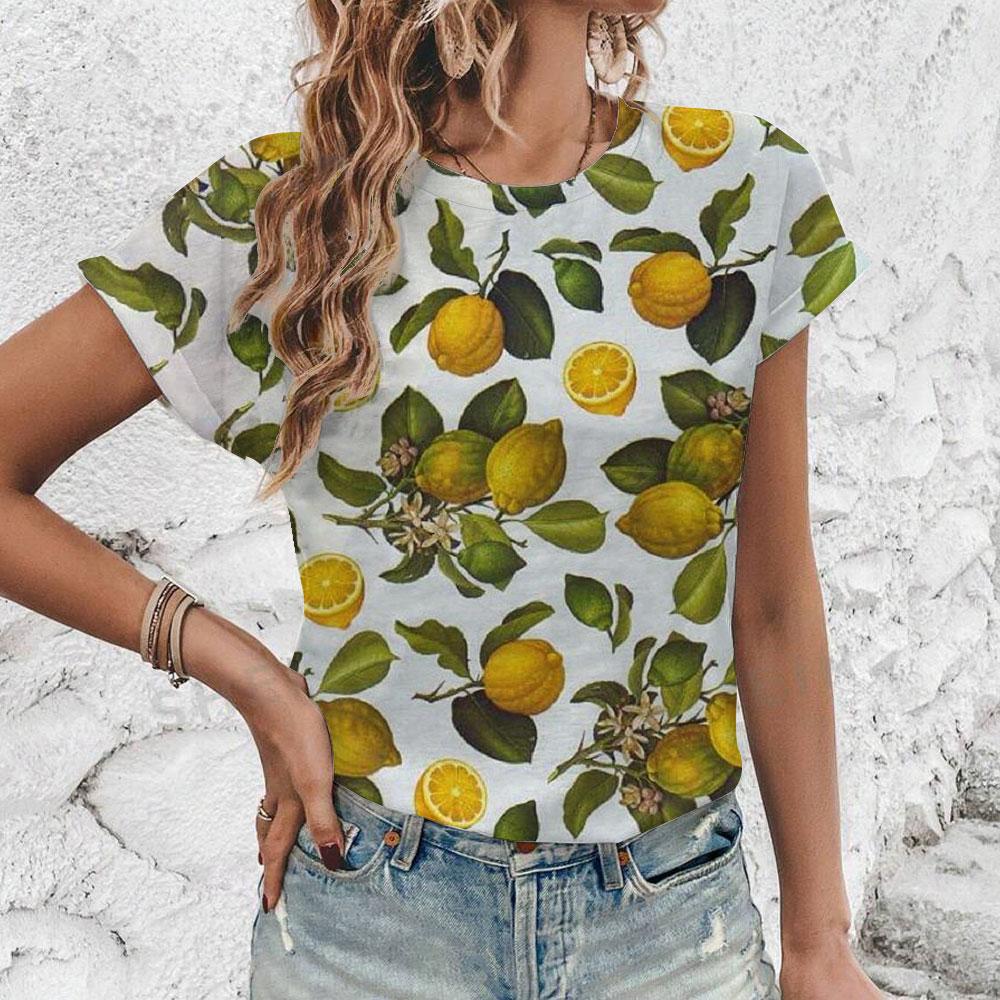 Women's T-shirt Artistic Fruit Pattern Fashion Printing Ummer Leisure Popular Short Sleeved Top