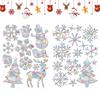 Christmas Seal Reusable Elk Snowflake Decal - Snow Crystal Window Cling Removable Sticker Holiday Door Party Decoration Bathroom Bedroom Living Office