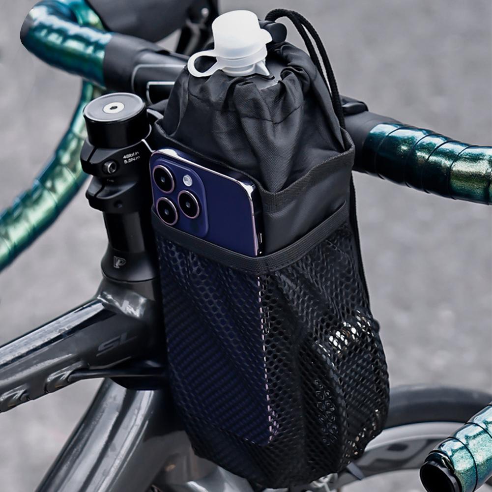 Universal Bike Insulated Kettle Handlebar Bag with Mesh Pocket Bike Kettle Holder Bags for Electric Scooter Motorcycle