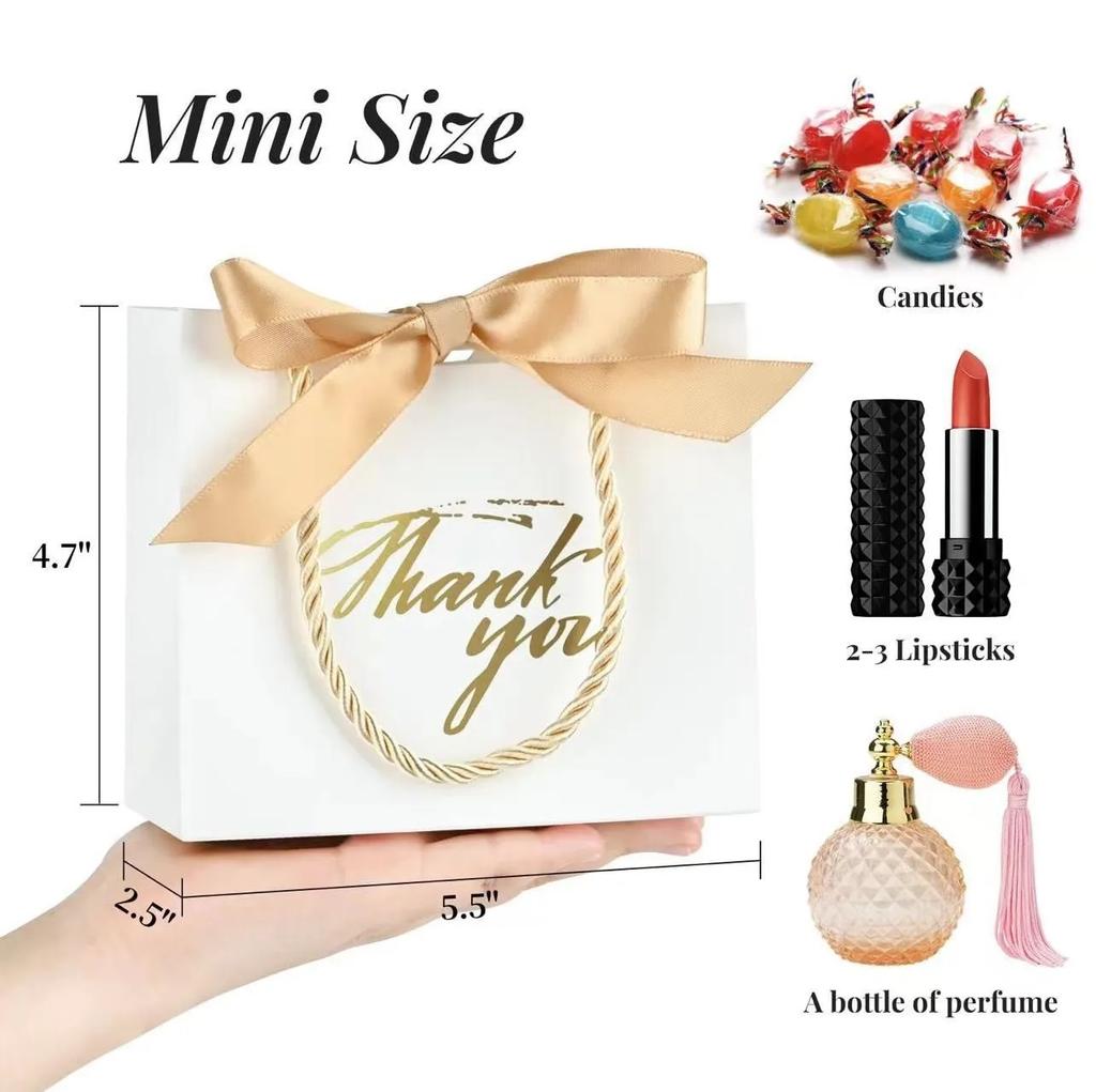 10pcs Small Thank You Gift Bags - Candy Bags With Bow Ribbon For Wedding, Baby Showers, Birthdays, Packaging Box Gift Boxes