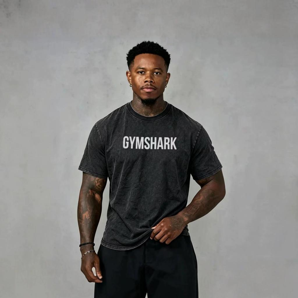 Gymshark Men's T-Shirt Cotton Gym Workout Short Sleeve Graphic Print Casual Tee