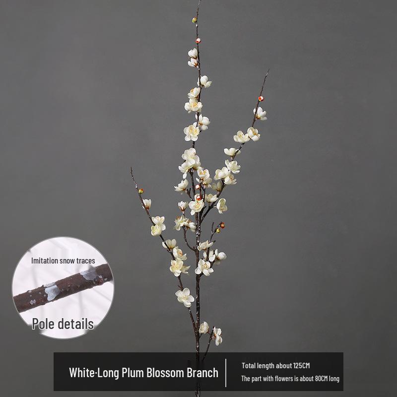 Artificial Plum Blossom Branch Decor - Winter Peach & Dried Flower Bouquet for Living Room, Chinese Home Decoration