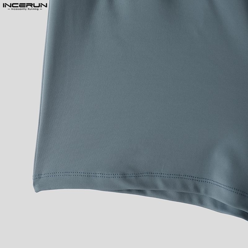 Pockets Elastic Waist Men Incerun Casual Mini Shorts Pants Homewear Underwear