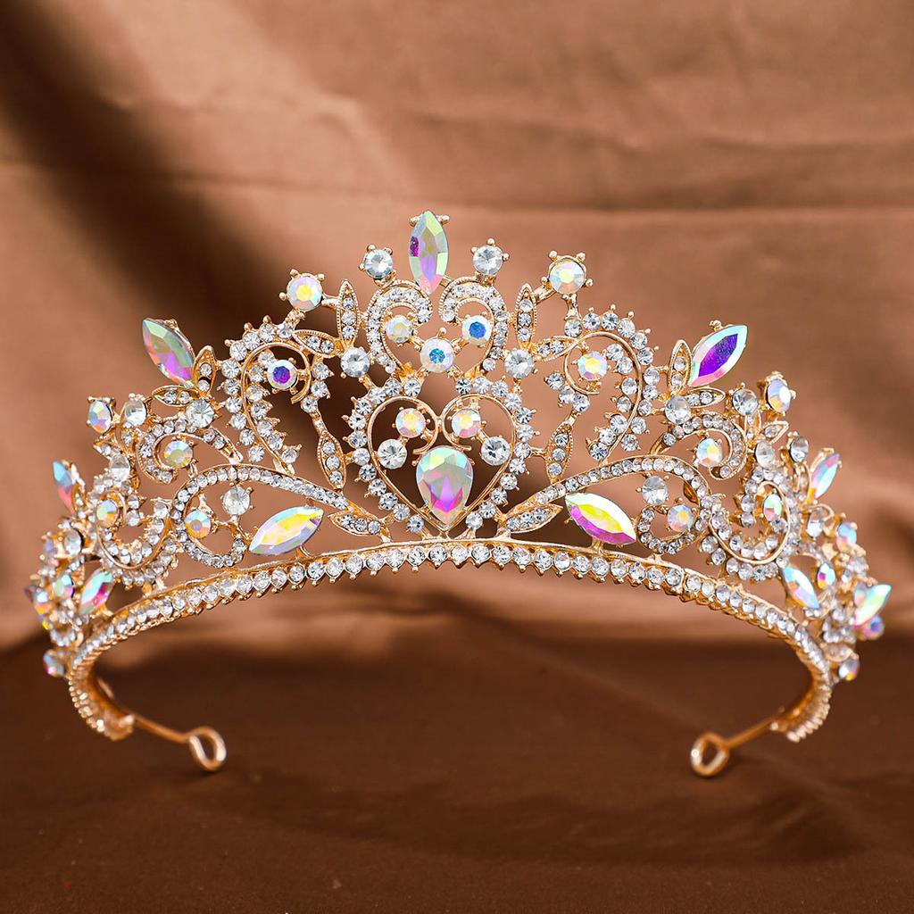 European and American Bridal Tiara Baroque Crown Rhinestone Princess Crown Hair Accessories Wedding Anniversary Style Dress Headband Accessories