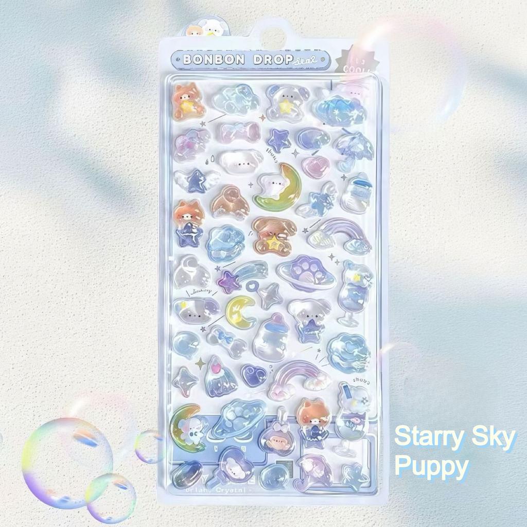3D Relief Fun Stickers, Children's Cartoon Decorative Hand Account Stickers, Creative Crystal Diamond Bubble Stickers