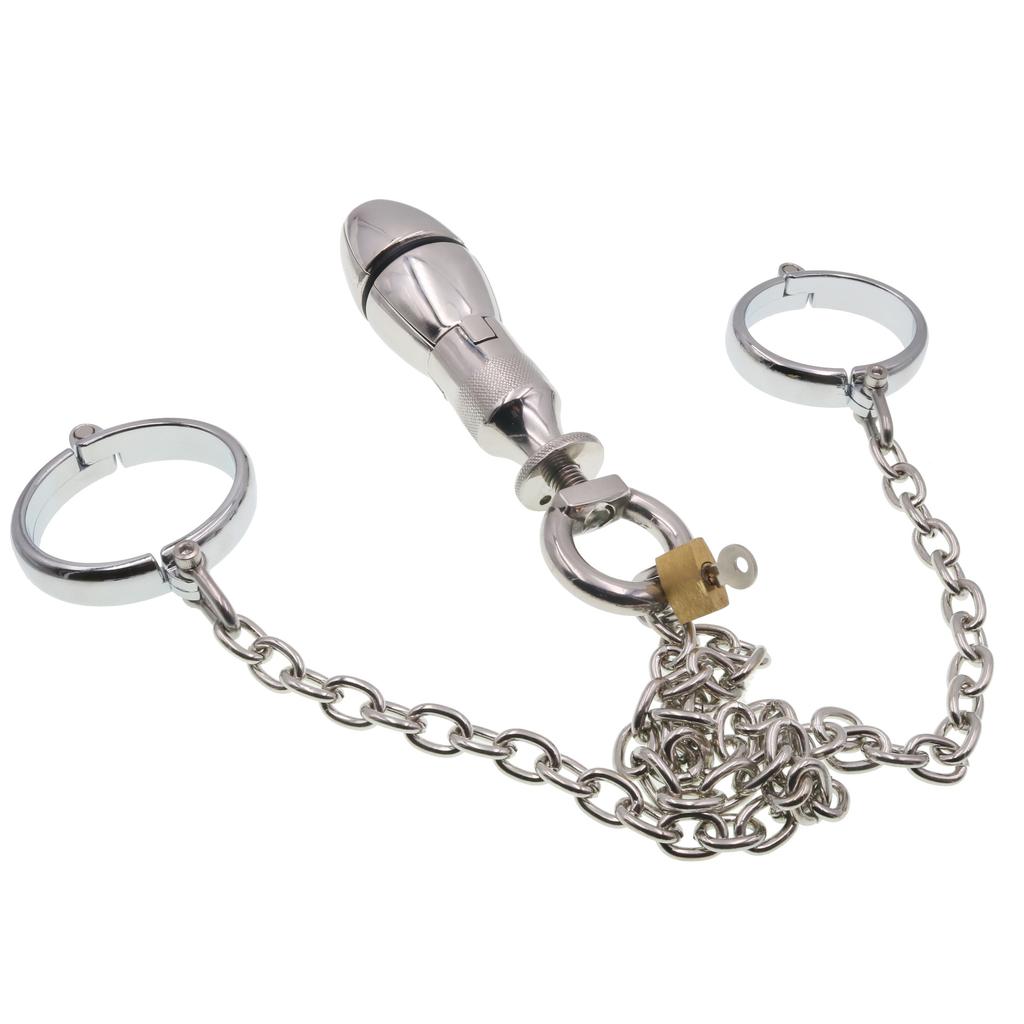 Metal Bracelet Butt Plug Lock Opening and Closing Anal Bolt Binding Alternative Chrysanthemum Masturbation Adult Toy Sex Tool