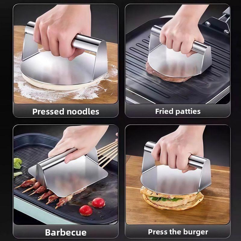 Nerezový lis na výrobu kulatých těst na knedlíky a baozi. Ideální pro pouliční prodejce a domácí použití. Lisovací deska na masový koláč.