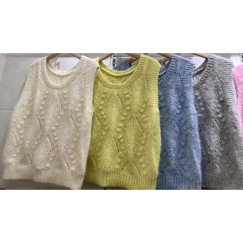 Women's Autumn and Winter Round Neck Hollow Knitted Waistcoat