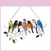 Pássaros Vibrantes em Vitral num Fio Suncatcher Para Lares Felizes