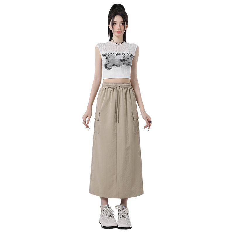 

Стиль Юбка Быстросохнущая Юбка с высокой талией Рабочая юбка А-силуэта для женщин Весна и Лето Облегающая юбка средней длины для женщин Весна и Лето XL