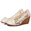  Leather Women Wedges Shoes Round Toe Slip On Ladies Pumps Party Breathable Comfortable Work Shoes
