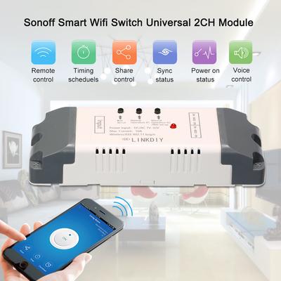 Sonoff Smart Wifi Switch Universal Module 2CH DC/AC7-32V Trådlös Switch Timer Telefon APP Fjärrkontroll