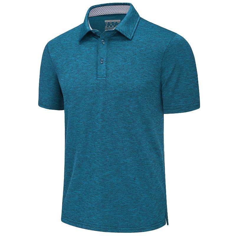 Summer Polo T-shirts Mens Casual Short Sleeve Shirts 3 Buttons Down Quick Dry Breathable Golf Fishing Pullover Workwear