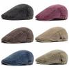 Fashion Cotton Washed Denim Newsboy Caps Adjustable British Style Peaked Cap Forward Hat Solid Color Painter Beret Summer