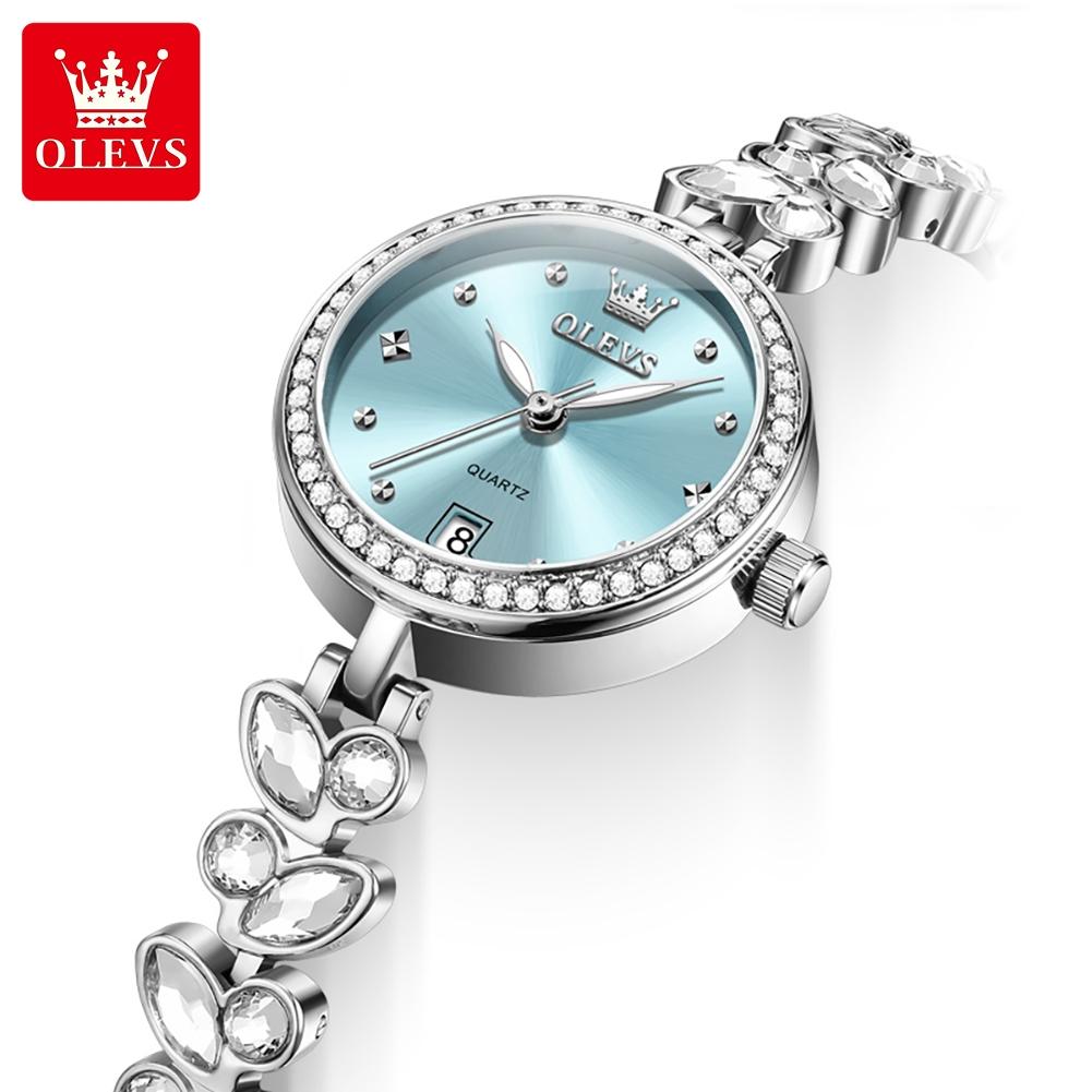OLEVS Brand New Luxury Womens Bracelet Watch Elegant Fashion Quartz Watch Waterproof Luminous Strap Date Wristwatch For Woman