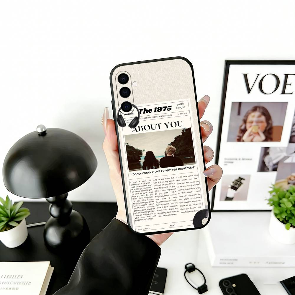 Vintage Newspaper Print Phone Case Black Silicone Soft For Samsung Galaxy A73,A72,A71,A70,A53,A52,A51