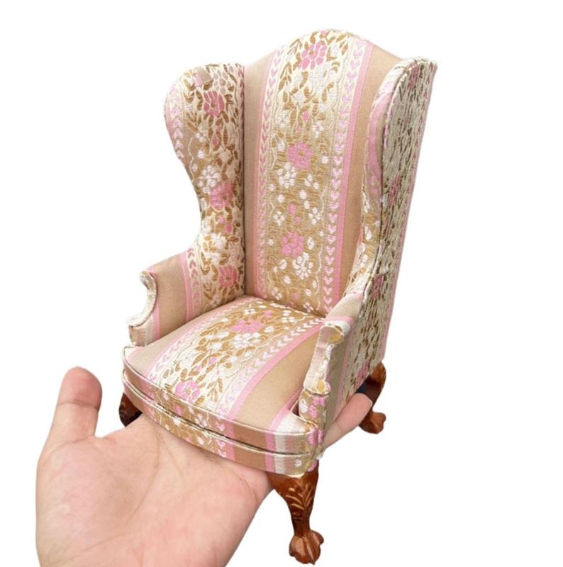 Miniature Single Sofa/ArmChair Model Figure For 1/6 Doll House Decoration Wood Kids Toy Furniture Scene Setting Decors