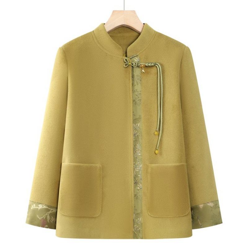 

Зимняя шерстяная куртка для женщин среднего и пожилого возраста, осенне-зимняя новинка, одежда Тан, утепленный топ, одежда для бабушки, одежда для пожилых людей 5XL [Recommended 150-80 kg]