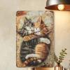 Vintage Metal Cat Wall Art Retro Decor Sign