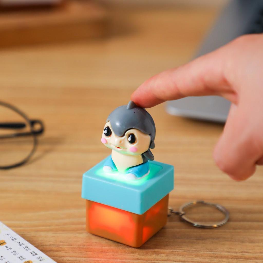 Articulated Shan Hai Jing Wooden Keychain: TungTungTung Sahur Figurine with Language Button