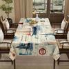 One vintage sailing yacht and ocean collage pattern polyester fabric tablecloth.PMJ