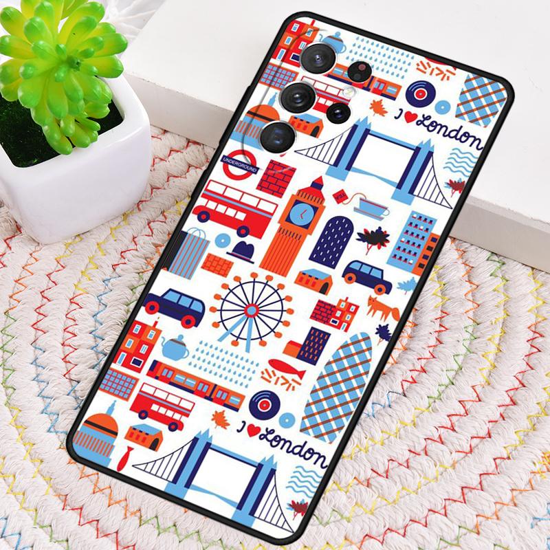 London Bus England Big Ben Silicone Phone Case For Samsung Galaxy note 10 pro S26 S25 S24 S23 S22 S21 Plus S25Ultra Capa Cover