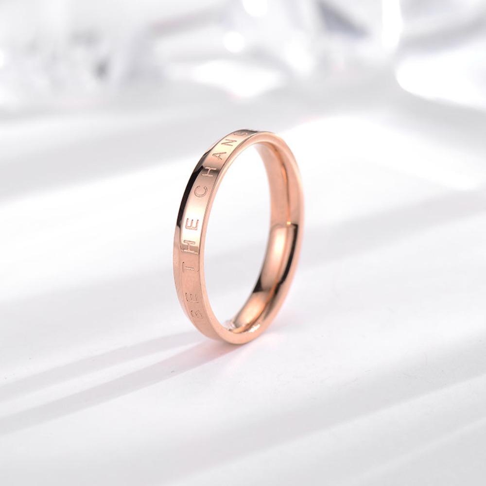 Minimalist Titanium Steel Couple Rings Non Tarnish Diamond Inlaid Matching Bands Jewelry