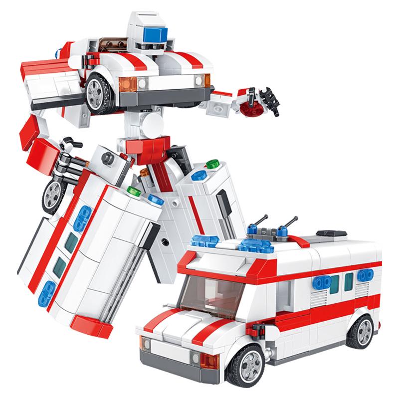 Panlos 5-in-1 Transforming Robot Trailer Truck Building Blocks for Kids