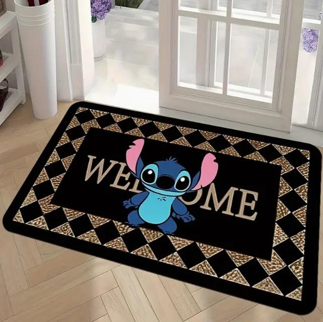 1 szt. Stitch The Movie Mata powitalna na drzwi Antypoślizgowa Żywy kwiatowy wzór Można prać w pralce Łatwa do czyszczenia Dekoracja domu Dywan dla dzieci