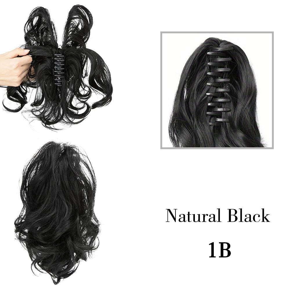 

MISS WIG Synthetic Diy Claw Ponytail Hair Extensions Hairpiece Hair Bun Fake Black Blonde Natural Hair False Pigtail For Women Daily Wear 25cm