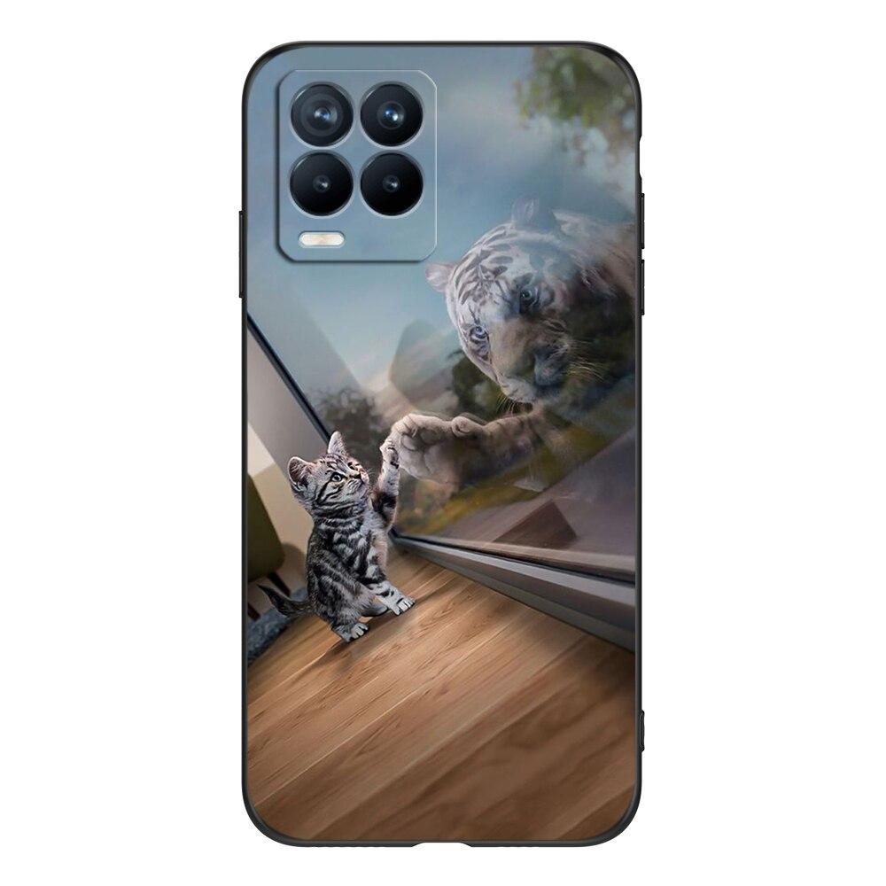 

Чехол для Realme 8 5G 4G, задняя крышка для Realme 8 Pro, чехол для Realme 8i, чехол для Realme8, черный чехол из ТПУ, лев, волк, тигр, дракон Realme 8 4G