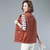 Spring and Autumn Middle-aged Vest Female Mothers Wear Lapel Outer Wear Corduroy Vest Solid Color Sleeveless Jacket