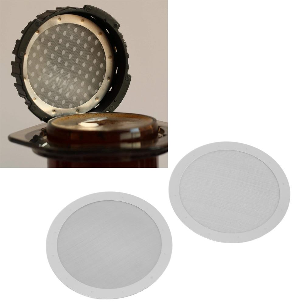 2pcs set Silver Stainless Steel Coffee Filter Permanent Coffee Filter  Pour Over Coffee