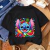 Stitches Child Cotton Tee Short Sleeve Blue Alien Ears Character Summer Daily Wear