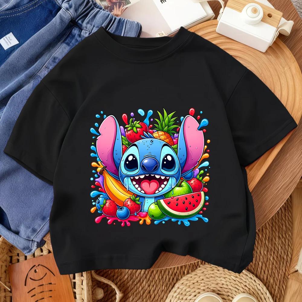 Stitches Child Cotton Tee Short Sleeve Blue Alien Ears Character Summer Daily Wear
