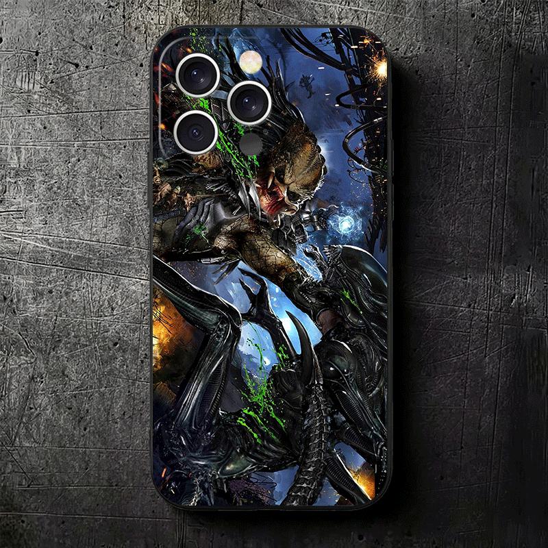 A-Alien Vs P-Predator Weiche Handyhülle für iPhone 16 16E 17 Air 15 Pro Max 14 Plus 13 Mini 11 12 7 Schwarze Hülle Rückseite