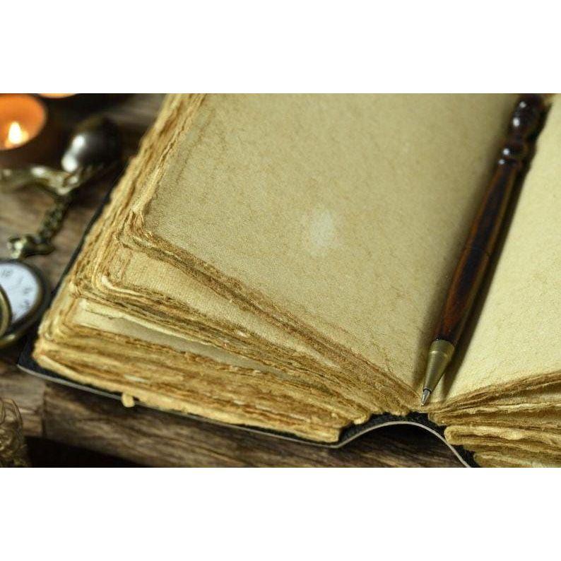 200  Page Large Grimoire Vintage Leather Journal, Tree of Life Fat Journal, Blank Spell Book of Shadows Celestial Gifts For Him Her