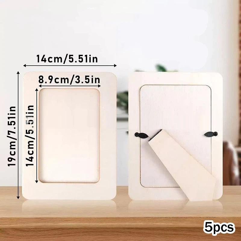 

5Pcs Wooden Picture Frames, Diy Handmade Contemporary Style, Tabletop Display, Perfect For Family Memories And Home Decor A