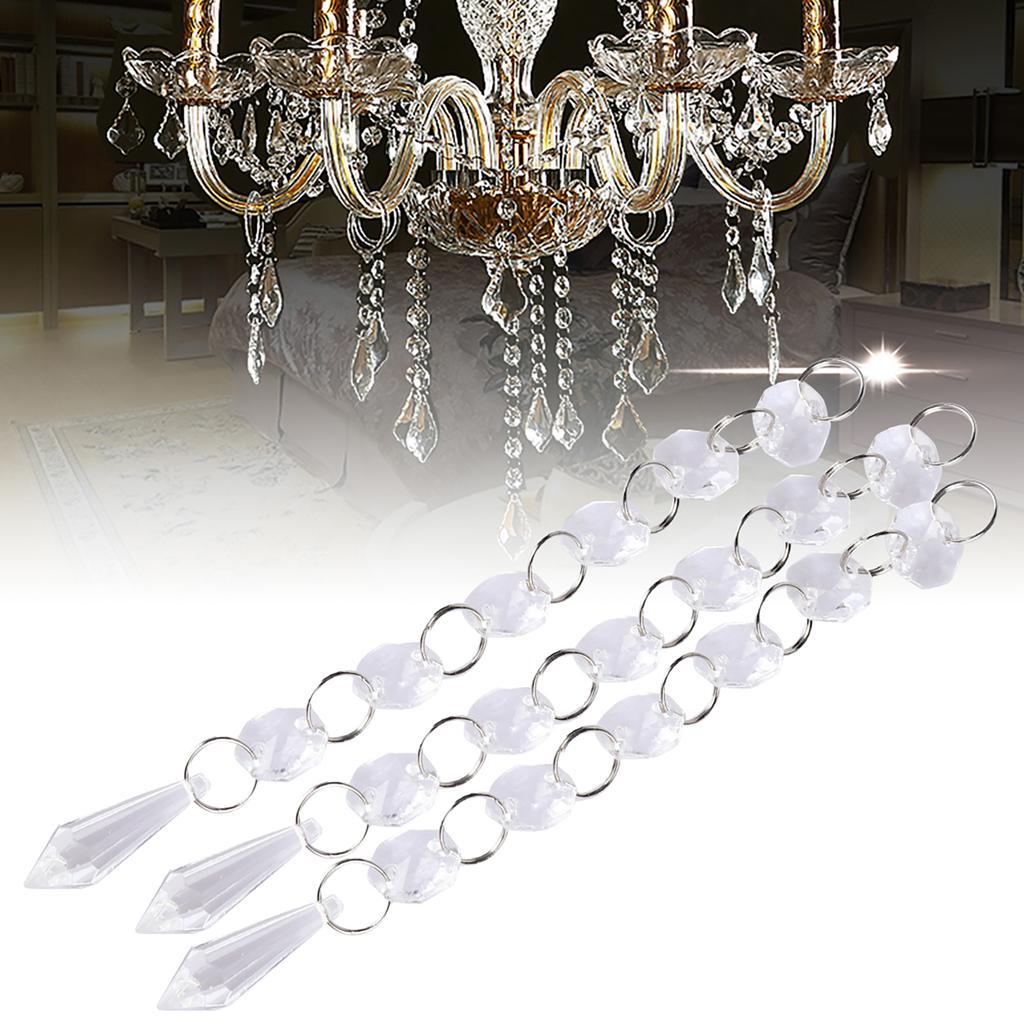 30PCS Acrylic Transparent Small Clear Crystal Strands Gems Bead Curtain for Light Pendant Wedding