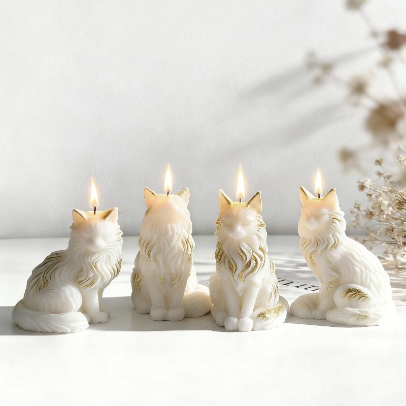Cute Maine Coon Cat Silicone Mold Diy Scented Candle Wax Plaster Craft Pet Lover Gift Home Decor