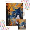 Halloween 5D DIY Diamond Art Painting Kit Autumn Street Night View Home Wall Decor Handmade Gift Relaxing Arts Crafts Project for Adults