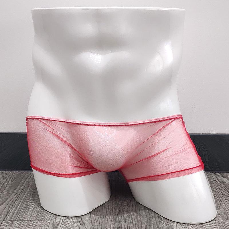Men's Underwear Mesh Transparent Flat Corner Pants Low Waist Breathable Thin Four Corner Shorts