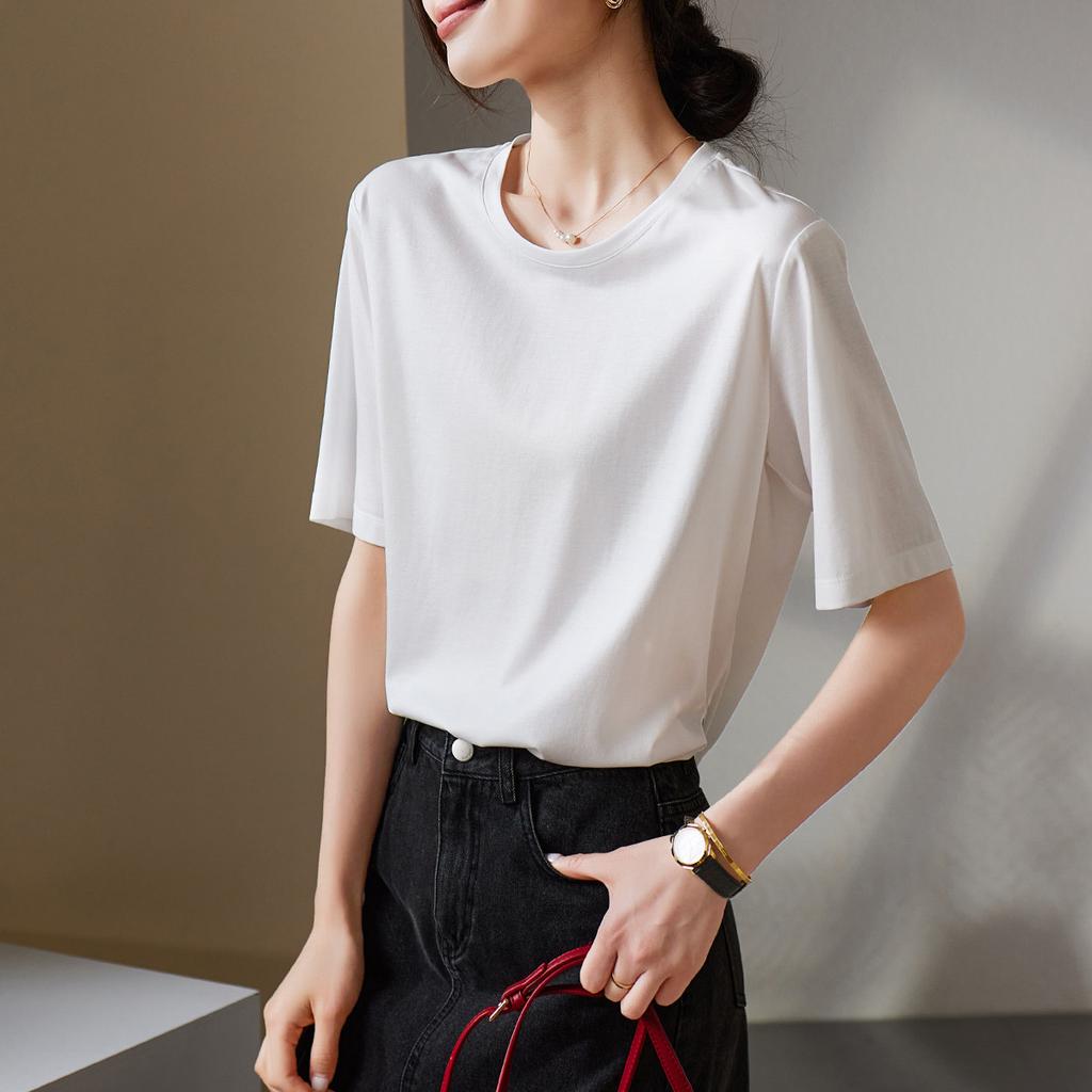Round Hem Short-Sleeved T-Shirt for Women
