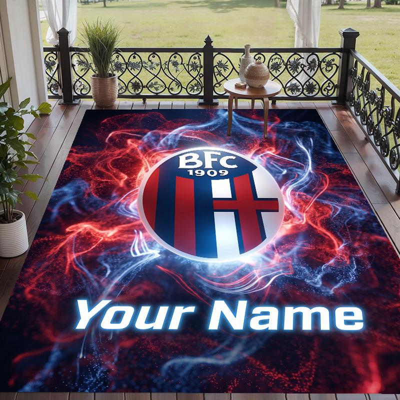 Custom Text Printed Rug Bologna FC Non Slip Floor Carpet For Home Room Decor