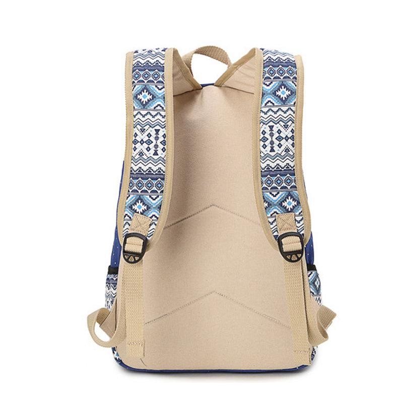 SUNBORLS Canvas Backpack Women's Bag Women's Ethnic Style Backpack Casual Student Schoolbag Diagonal Bag Pen Bag Three-piece Set